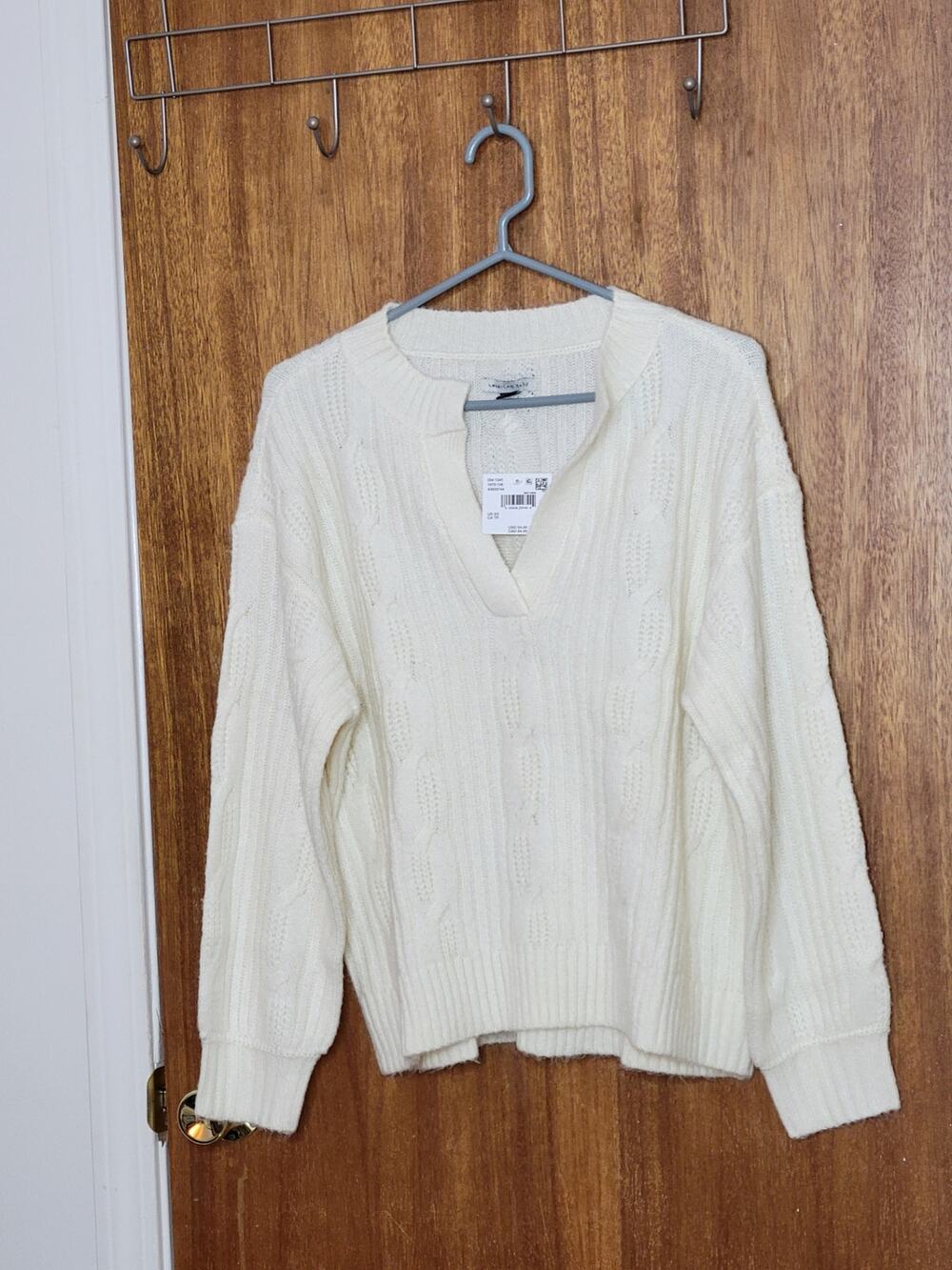 American Eagle Outfitters White Cable Knit Sweater